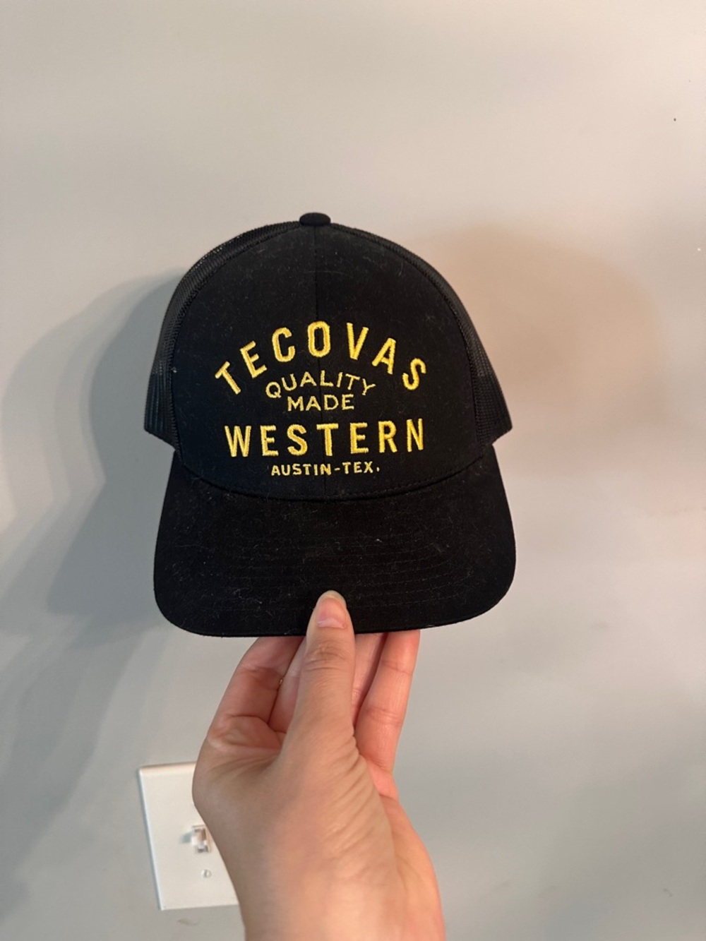 Tecovas Black Cap with Yellow Western Embroidery